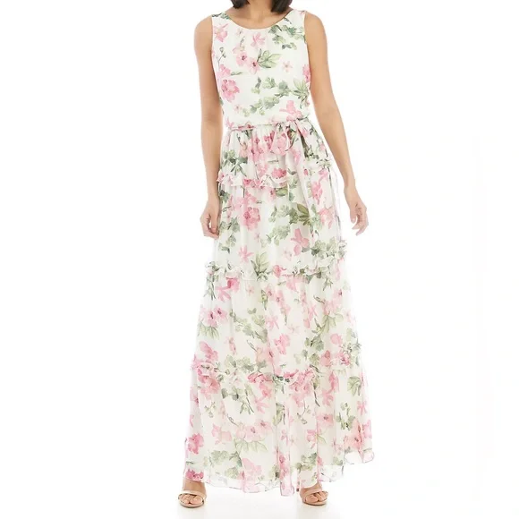 jessica howard maxi dresses Jessica Howard Plus Size Sleeveless Tuck Front V-Neck Maxi Dress - Navy Ivory